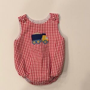 Zuccini Kids Red Gingham Dump Truck Bubble Romper 3M